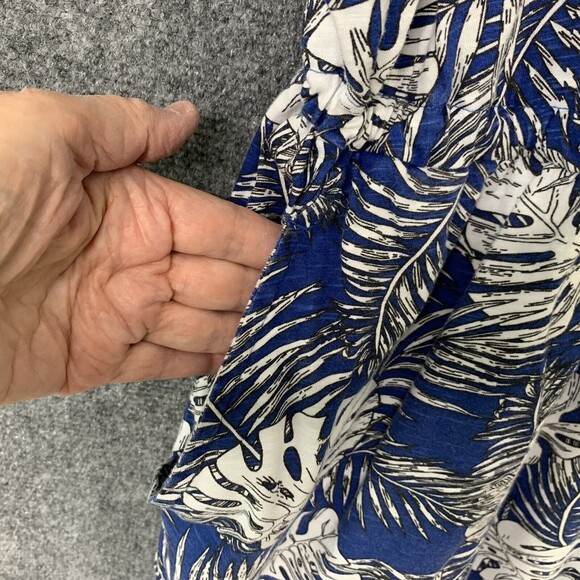Ellos Palm Leaf Print Dress Size 5X Cotton Pockets Pull Cord Waist Knee Length - Picture 5 of 11